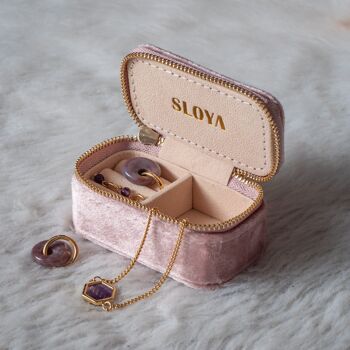 Mini boîte à bijoux velours rose pêche 4
