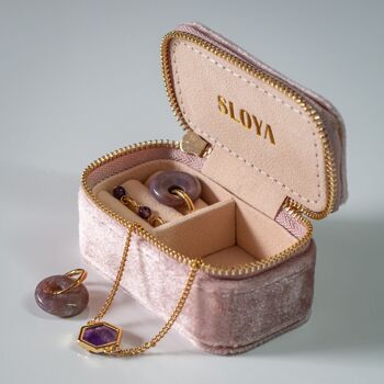 Mini boîte à bijoux velours rose pêche 6