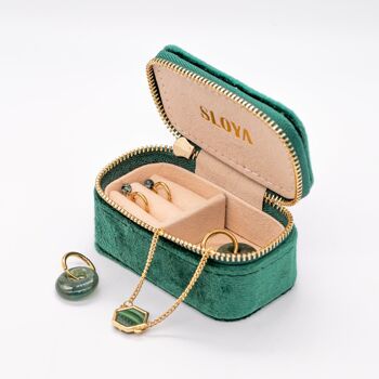 Mini boîte à bijoux velours vert émeraude 5