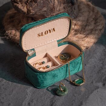 Mini boîte à bijoux velours vert émeraude 6