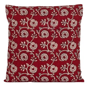 Housse de Coussin en Coton à Imprimé Floral Vine Bagh - Rouge 1