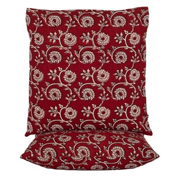 Housse de Coussin en Coton à Imprimé Floral Vine Bagh - Rouge 2