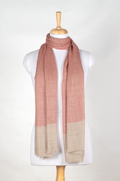 Micro Squares Cashmere Wool Scarf - Red Beige