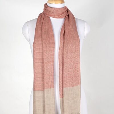 Micro Squares Cashmere Wool Scarf - Red Beige