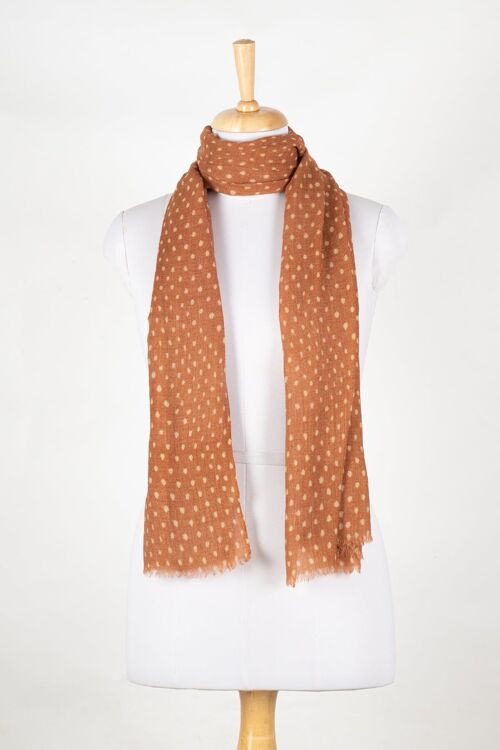 Polka Dots Illusion Merino Wool Scarf - Burnt Orange