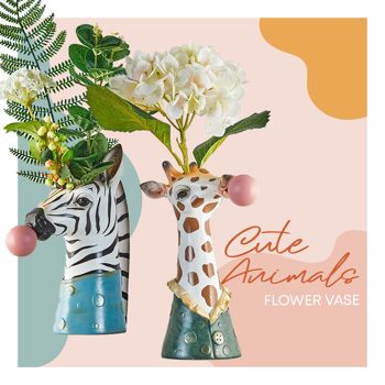 Vase à fleurs - Vase à fleurs animaux mignons - Girafe - Décoration d'intérieur 2