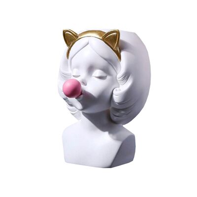 Accent Figurine - Bubble Gum Girl - Kitty - Home Decor - Ornaments