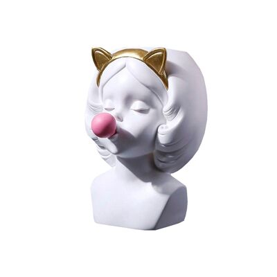 Portaspazzole Kitty - Ragazza con gomma da masticare - Oggettistica per la casa - Statuetta