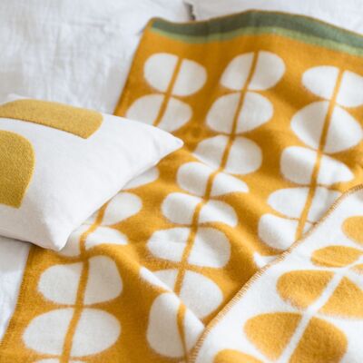 Felix jaquard woven wool blanket yellow