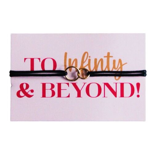 'To infinity and beyond' – infinity bracelet on card