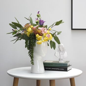 Vase - Vase à fleurs en forme de tête - Blanc - Décoration d'intérieur - Vase à fleurs - Figurine 13