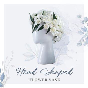 Vase - Vase à fleurs en forme de tête - Blanc - Décoration d'intérieur - Vase à fleurs - Figurine 2
