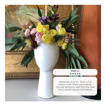 Vase - Vase à fleurs en forme de tête - Blanc - Décoration d'intérieur - Vase à fleurs - Figurine 8