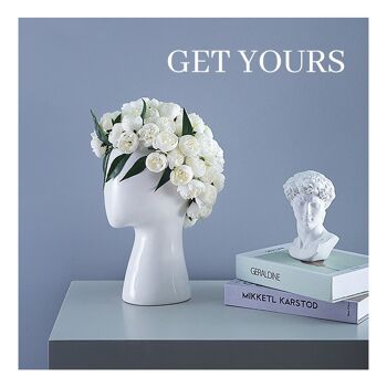 Vase - Vase à fleurs en forme de tête - Blanc - Décoration d'intérieur - Vase à fleurs - Figurine 9