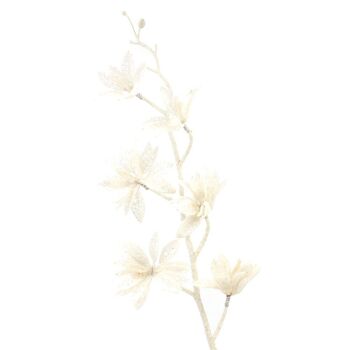 BRANCHE DE FLEUR À PAILLETTES BLANCHES 87CM