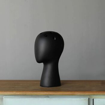 Vase - Vase à fleurs en forme de tête - Noir - Décoration d'intérieur - Figurine - Pot de fleurs 11