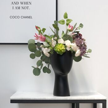 Vase - Vase à fleurs en forme de tête - Noir - Décoration d'intérieur - Figurine - Pot de fleurs 13