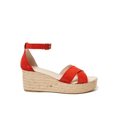 Rote Espadrilles-Sandalen für Damen. Hergestellt in Spanien. Herstellermodell FD8624