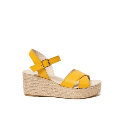 Gelbe Espadrilles-Sandalen für Damen. Hergestellt in Spanien. Herstellermodell FD8621