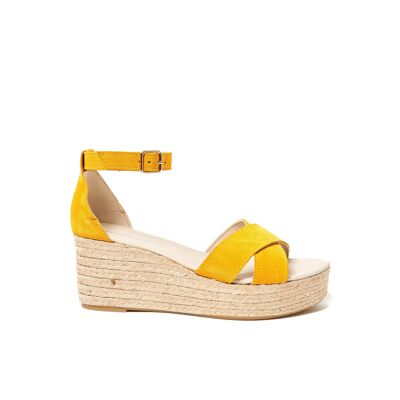Gelbe Espadrilles-Sandalen für Damen. Hergestellt in Spanien. Herstellermodell FD8626