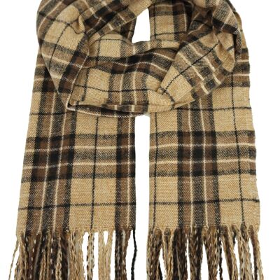 Checked and fringed scarf YF6109