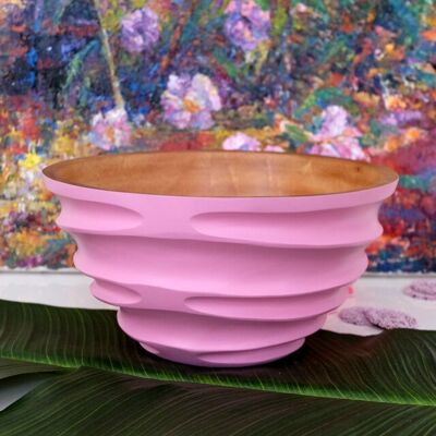 Holzschale - Obstschale - Salatschale - Modell Twist - rosa -  L (Øxh) 25cm x 13cm