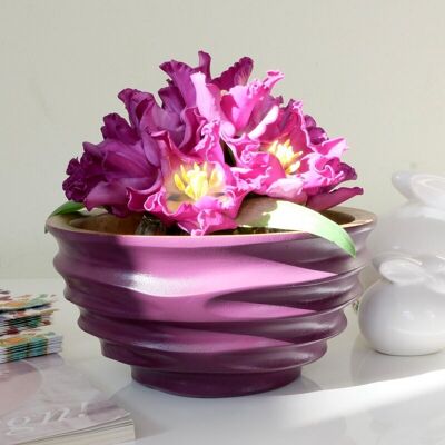 Wooden bowl - fruit bowl - salad bowl - model Twist - violet - L (Øxh) 25cm x 13cm