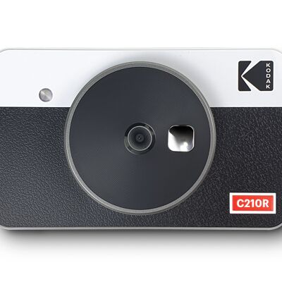 KODAK Mini Shot 2 Retro 4PASS Cámara instantánea 2 en 1 e impresora fotográfica portátil (5,3x8,6cm) + 8 hojas, Blanco