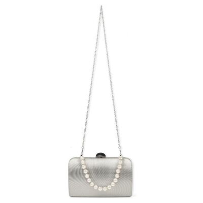 Women's Synthetic Party Bag with Pearl Handle