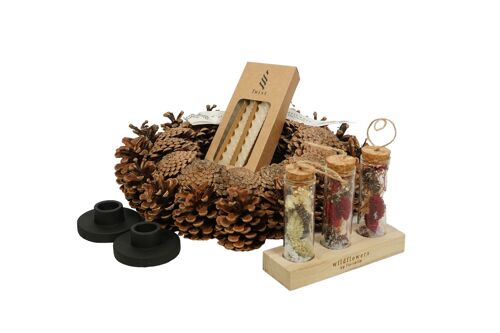 giftbox - Pinecone wreath natural - midi