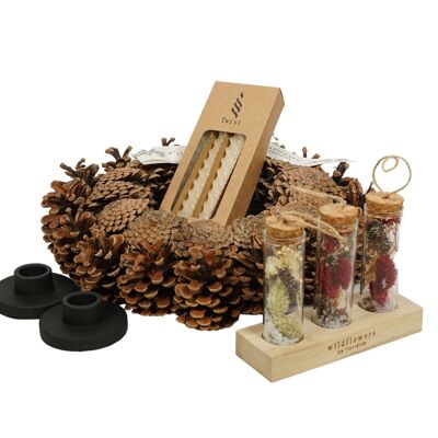 giftbox - Pinecone wreath natural - midi