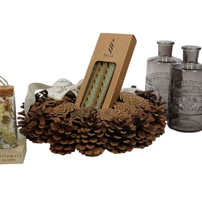 Giftbox - Pinecone wreath natural