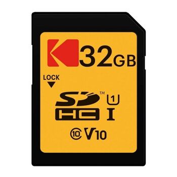 Kodak - Carte SD 32 Go UHS-I U1 V10 SDHC/XC - Carte Mémoire - Vitesse de Lecture 85MB/s Max - Vitesse d'Écriture 25MB/s Max - Stockage de Vidéos Full HD et de Photos Haute Définition - SD Card 3