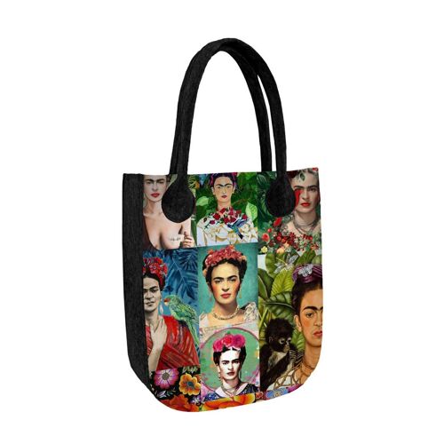 Modern Frida Shoulder Bag In Felt City Anthracite Line Bertoni