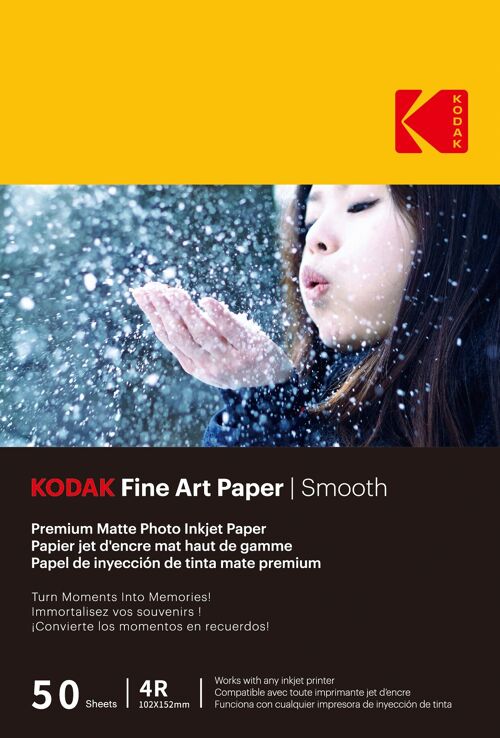 KODAK 9891093-50 feuilles de papier photo 230g/m², mat, Format A6 (10x15cm), Impression Jet d’encre effet lisse