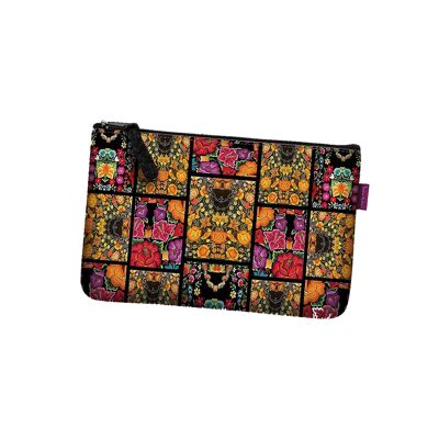 Frida Flowers Pochette In Anthracite Felt Pocket Line Bertoni