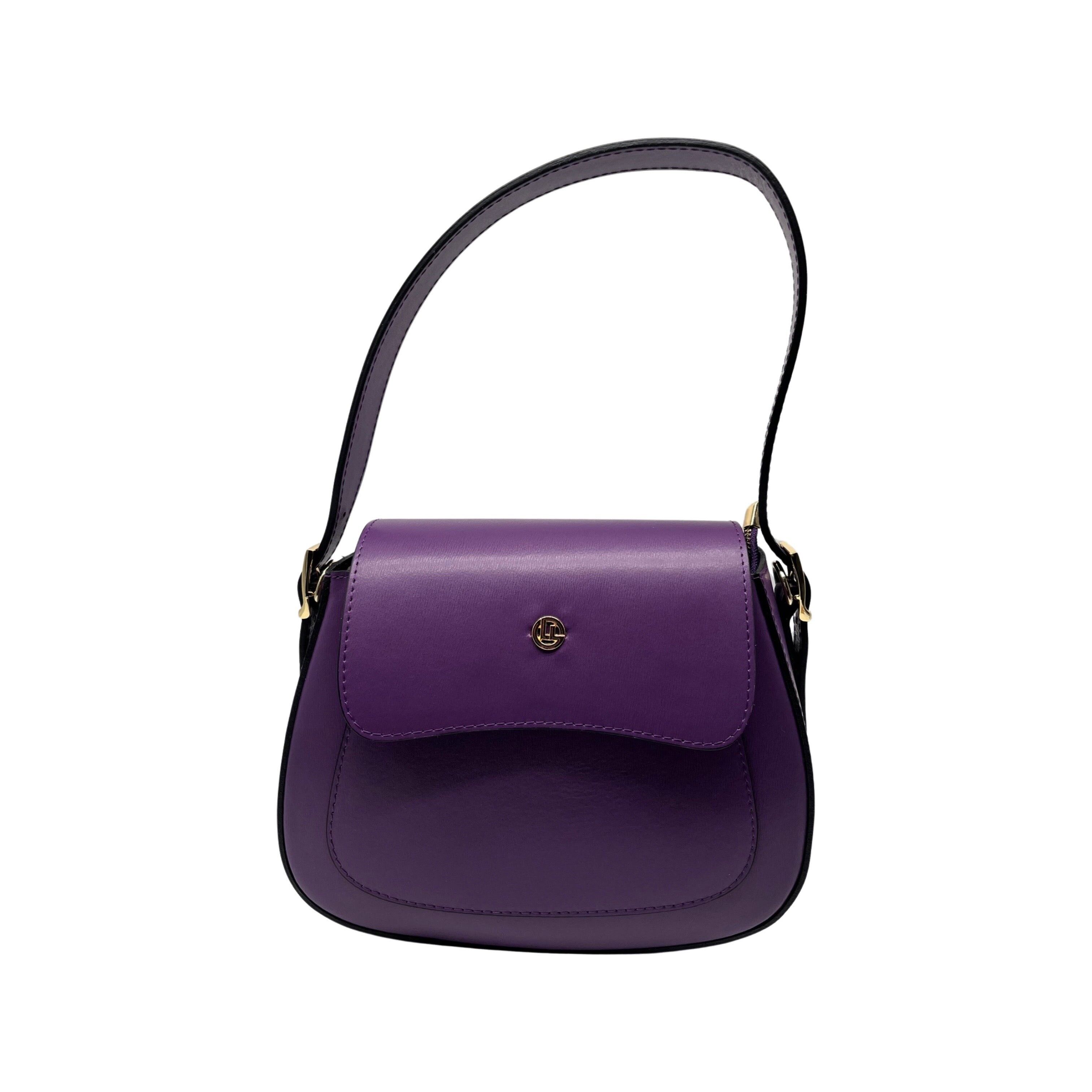 BORSA A TRACOLLA ANNALISA IN PELLE LISCIA VIOLA