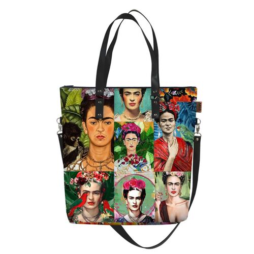 Modern Frida Crossbody Bag In Canvas Maxa Line Bertoni