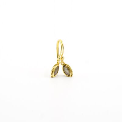 Women's Labradorite pendant earrings.   Matte gold plated.  	Gift.   Hand made.   Imitation jewelry.