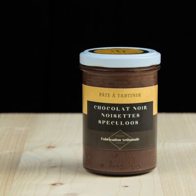 Crema spalmabile al cioccolato fondente, nocciole e speculoos (vasetto da 220g)
