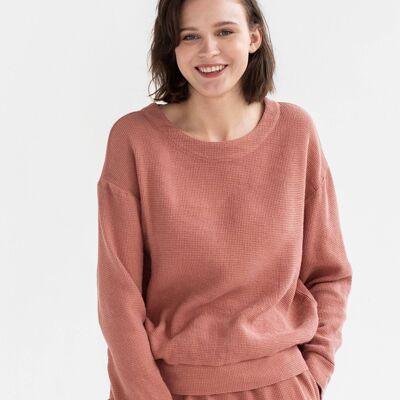 Waffle sweatshirt GRASSE in Burnt sienna