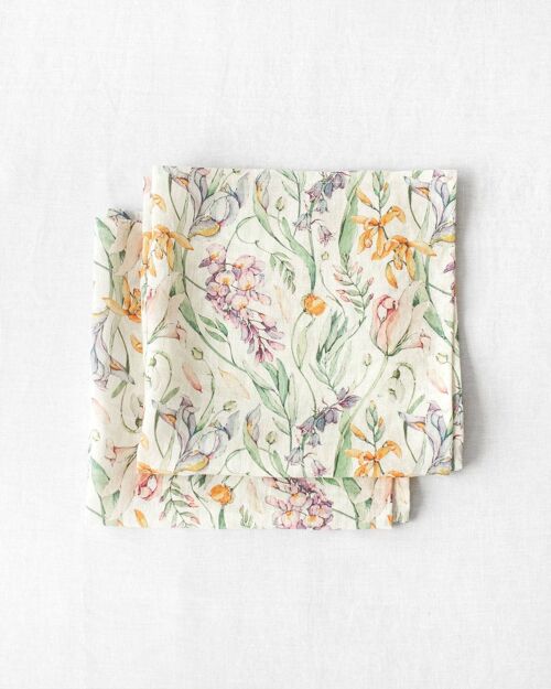 Blossom print linen napkin set of 2