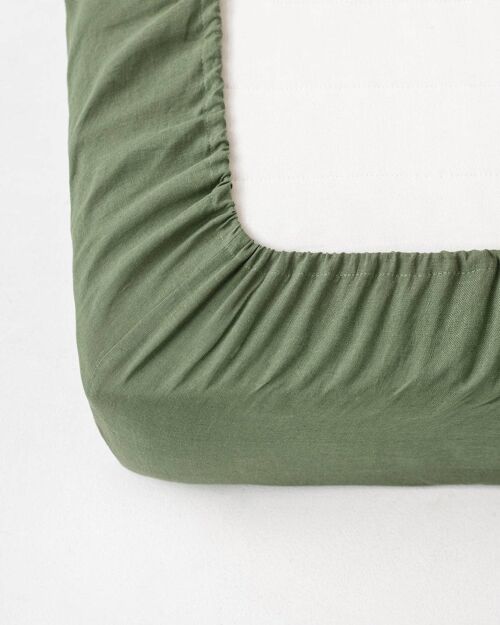 Forest green linen fitted sheet