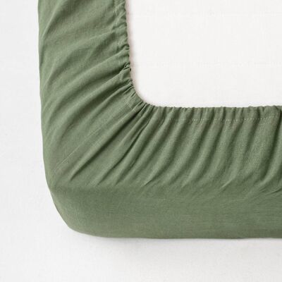 Forest green linen fitted sheet