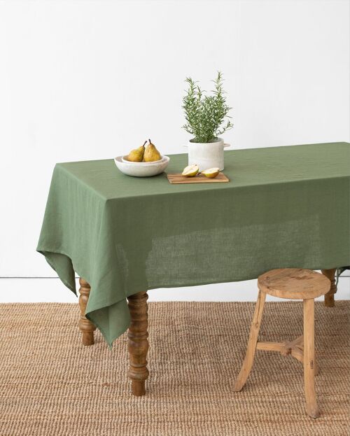 Forest green linen tablecloth