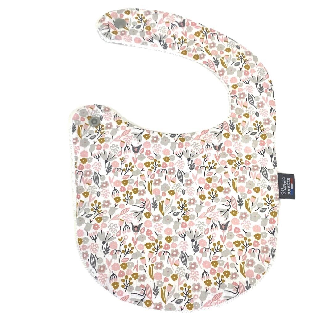 BABERO INFANTIL - ESTILO LIBERTY FLORAL ROSA CLARO
