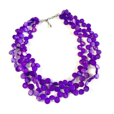 Necklace coconut 3-strand purple