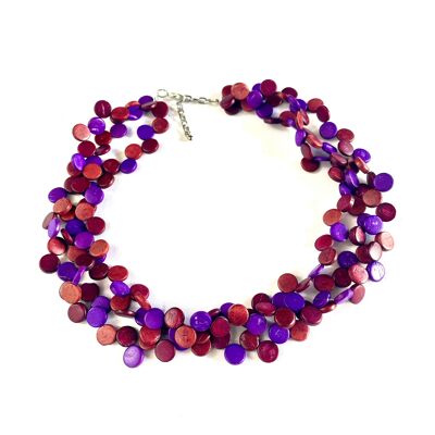 Necklace shale 3-strand coconut Purple sensation