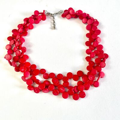 Necklace shale 3 - beach coconut Bright red