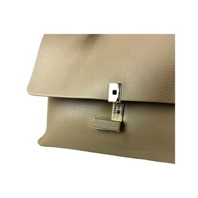 Italian Leather Handbag with Flap and 2 Zipper Pockets for Women